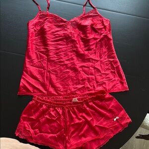 Victoria's Secret Red Satin Pajama Set